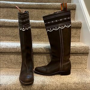 Brown Leather Knee-High Boots 39